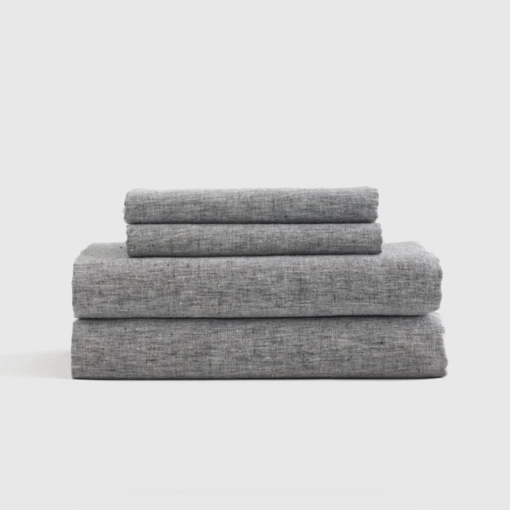 Quince  Linen Flat Sheet | Size: King | Color: Grey